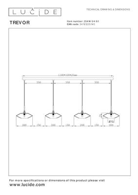 Lucide TREVOR - Hanglamp - 4xG9 - Opaal