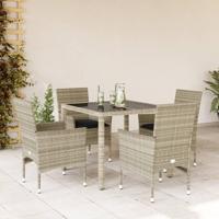 5-delige Tuinset met kussens poly rattan en glas lichtgrijs - thumbnail
