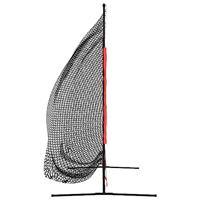 VidaXL Honkbalnet draagbaar 215x107x216 cm polyester zwart en rood - thumbnail