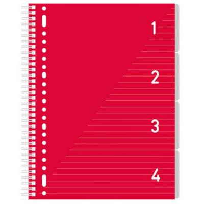 4 in 1 Schrijfblok A4, gelinieerd Rood