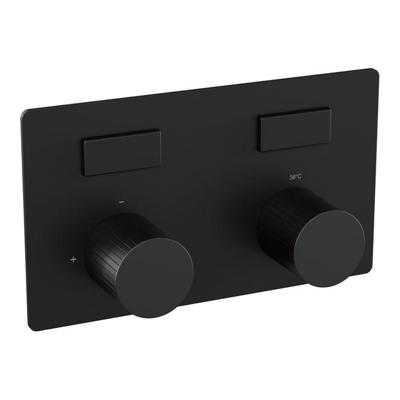 Brauer Stripe 2-weg inbouwthermostaat met drukknoppen met in- en afbouwdelen mat zwart