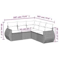 5-delige Loungeset met kussens poly rattan lichtgrijs - thumbnail