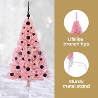 VidaXL Kunstmatig voorverlicht kerstboom met 150 led roze 120 cm pvc - thumbnail