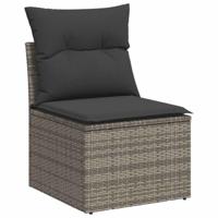 10-delige Loungeset met kussens poly rattan acacia grijs - thumbnail