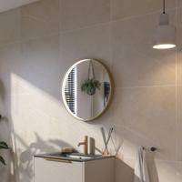 Ben Callisto ronde spiegel met LED verlichting en anti-condens Ø60cm mat goud - thumbnail