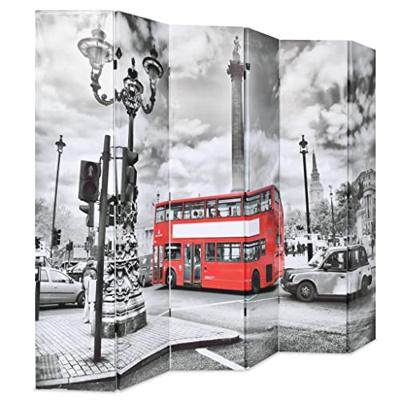 Kamerscherm inklapbaar Londen bus 228x170 cm zwart en wit Kamerscherm inklapbaar Londen bus 228x170 cm zwart en wit