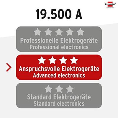 Brennenstuhl Primera-Tec Comfort Switch Plus 19.500A stekkerdoos met overspanningsbeveiliging 7-voudig zwart 2m H05VV-F 3G1,5 2 permanent, 5