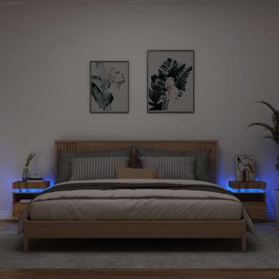 Nachtkastjes met LED 2 st 40x39x48,5 cm artisanaal eikenkleur Nachtkastjes met LED 2 st 40x39x48,5 cm artisanaal eikenkleur