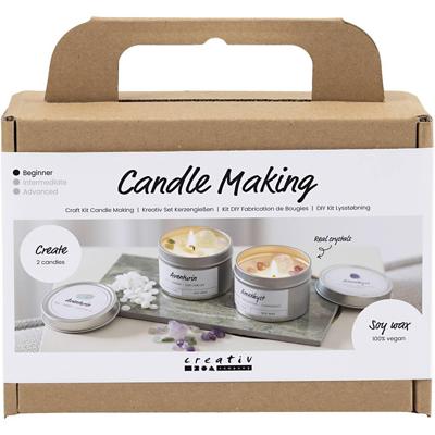 Creativ Company Mini hobbyset kaarsen maken, sojakaars met aventurien en amethist, crème, off white, 1 doos Creativ Company Mini hobbyset kaarsen maken, sojakaars met aventurien en amethist, crème, off white, 1 doos