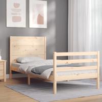 Bedframe met hoofdbord massief hout - thumbnail