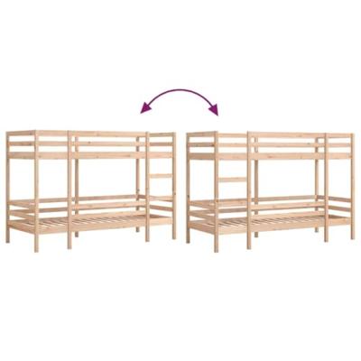 Stapelbedframe zonder matras massief grenenhout 90x190 cm