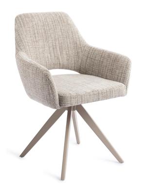 Jesper Home Yanai eetkamerstoel Caramel Grid turn beige