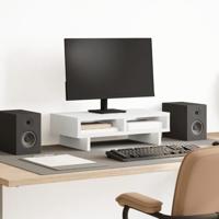 VidaXL Monitorstandaard 50x27x15 cm bewerkt hout wit - thumbnail