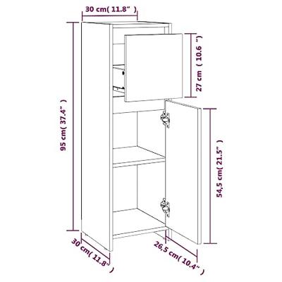 Badkamerkast 30x30x95 cm bewerkt hout bruin eikenkleur - thumbnail