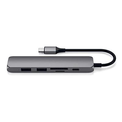 SATECHI USB-C Hub Slank Multipoort Adapter V2 Met 60W USB-C PD, 4K HDMI (60Hz), Micro/SD Kaartlezers, USB 3.0 - Voor M2/ M1 Macbook Pro/Air, M2/ M1 iPad Pro/Air, M2 Mac Mini, iMac M1 (Spacegrijs)