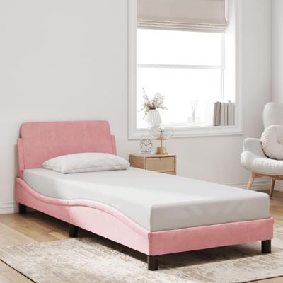 Bedframe met hoofdeinde "Dover" 90x200 cm fluweel roze