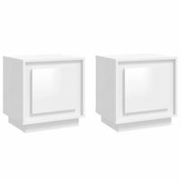 Nachtkastjes 2 st 44x35x45 cm bewerkt hout hoogglans wit - thumbnail