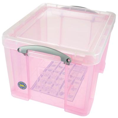 Really Useful Box opbergdoos 35 liter, transparant roze Really Useful Box opbergdoos 35 liter, transparant roze