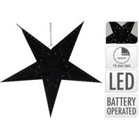 Ster papier met LED 45cm zwart - thumbnail