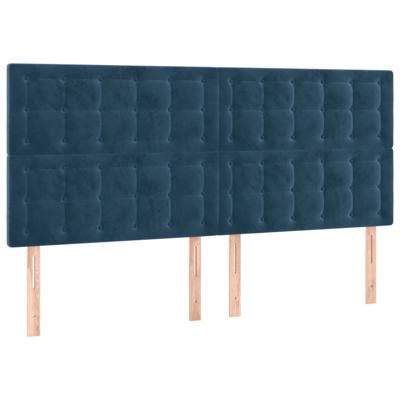 Hoofdborden 4 st 100x5x78/88 cm fluweel donkerblauw