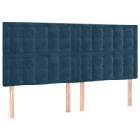 Hoofdborden 4 st 100x5x78/88 cm fluweel donkerblauw - thumbnail