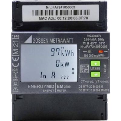 Gossen Metrawatt U2389-V047 kWh-meter 3-fasen met S0-interface Digitaal 5 A Conform MID: Ja 1 stuk(s) Gossen Metrawatt U2389-V047 kWh-meter 3-fasen met S0-interface Digitaal 5 A Conform MID: Ja 1 stuk(s)