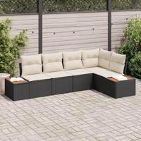 Tuinbankenset met kussen 5 pcs Zwart Poly riet - thumbnail