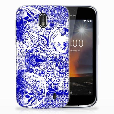 Silicone Back Case Nokia 1 Angel Skull Blauw Silicone Back Case Nokia 1 Angel Skull Blauw
