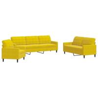 3-delige Loungeset met kussens fluweel geel - thumbnail