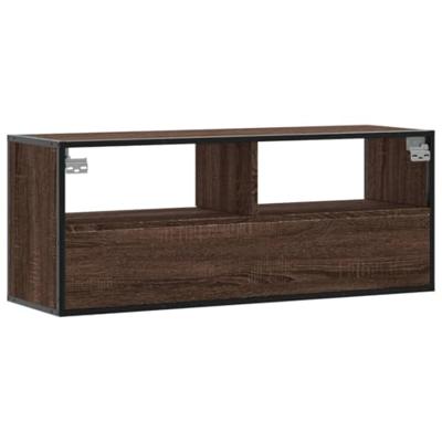 Tv-meubel 100x31x39,5 cm bewerkt hout metaal bruin eikenkleurig Tv-meubel 100x31x39,5 cm bewerkt hout metaal bruin eikenkleurig