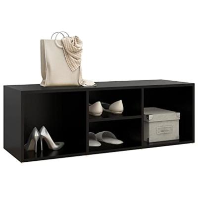VidaXL Schoenenopbergbank 105x35x35 cm bewerkt hout zwart VidaXL Schoenenopbergbank 105x35x35 cm bewerkt hout zwart