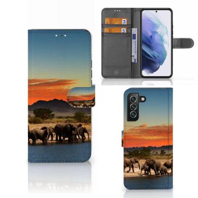 Samsung Galaxy S22 Plus | Telefoonhoesje | Met pasjeshouder | Olifanten Samsung Galaxy S22 Plus | Telefoonhoesje | Met pasjeshouder | Olifanten