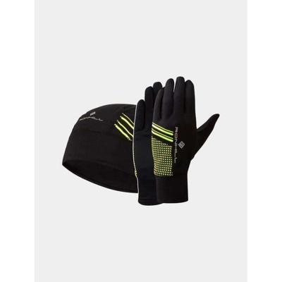 Ronhill Beanie and Glove Set Black/Yellow