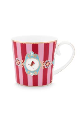 Pip Studio Love Birds Mok Klein Gestreept Rood/Roze Pip Studio Love Birds Mok Klein Gestreept Rood/Roze