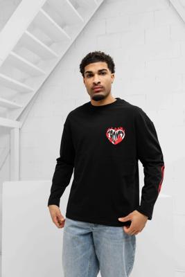 Croyez Heart On Fire Longsleeve T-Shirt Heren Zwart - Maat XS - Kleur: Zwart | Soccerfanshop Croyez Heart On Fire Longsleeve T-Shirt Heren Zwart - Maat XS - Kleur: Zwart | Soccerfanshop
