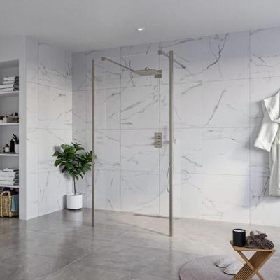 Fortifura Galeria Vrijstaande Inloopdouche - 100x200cm - Helder - antikalk - 8mm veiligheidsglas - 2 zijwanden 40cm - wandsteunen en hoekprofielen - Geborsteld Gunmetal PVD SW927771 2x/SW797915/SW797911 2x/SW798732 2x