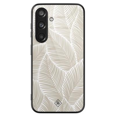 Samsung Galaxy S24 glazen hardcase - Palmy leaves beige Samsung Galaxy S24 glazen hardcase - Palmy leaves beige