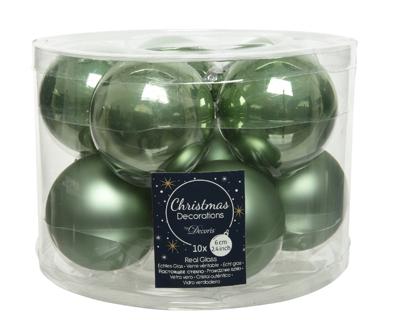 Decoris kerstballen saliegroen glas 6cm 10st Decoris kerstballen saliegroen glas 6cm 10st
