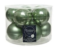 Decoris kerstballen saliegroen glas 6cm 10st - thumbnail