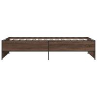 Bedframe bewerkt hout metaal bruin eikenkleur 135x190 cm - thumbnail