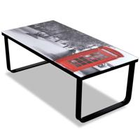 Salontafel met telefooncel-print glazen tafelblad - thumbnail