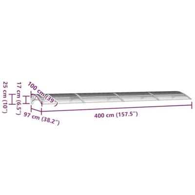 VidaXL Deurluifel grijs 400x100 cm polycarbonaat VidaXL Deurluifel grijs 400x100 cm polycarbonaat