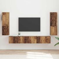 Tv-meubelset Wandgemonteerd 4 pcs Oudhout Bewerkt hout - thumbnail