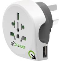 Q2 Power | World to USA | Universal-Reiseadapter mit Erdungsstecker | KID SAFE Stoßschutz | Spannung und Leistung 100V-1500W / 125V-1875W - thumbnail