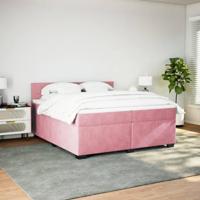 Boxspring met matras fluweel roze 200x200 cm - thumbnail