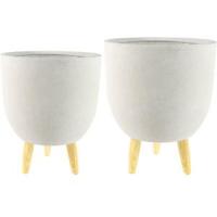 Bloempot op poten Ruth set van 2 stuks zand - thumbnail