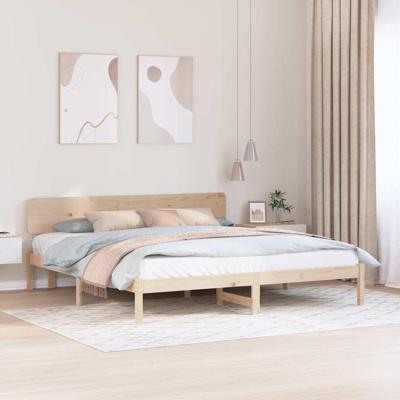 Bedframe met hoofdeinde Naturel 180 x 200 cm Massief grenenhout