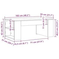 Salontafel 102x55x42 cm bewerkt hout gerookt eikenkleurig - thumbnail