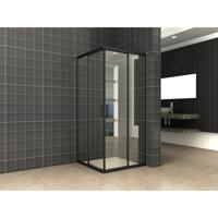Wiesbaden Douchecabine Skyline | Hoekinstap | 80x80x200cm | 8mm Helder Glas NANO Coating | Mat Zwart - thumbnail