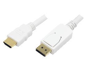 LogiLink CV0055 DisplayPort-kabel DisplayPort / HDMI Adapterkabel DisplayPort-stekker, HDMI-A-stekker 2.00 m Wit Vergulde steekcontacten LogiLink CV0055 DisplayPort-kabel DisplayPort / HDMI Adapterkabel DisplayPort-stekker, HDMI-A-stekker 2.00 m Wit Vergulde steekcontacten